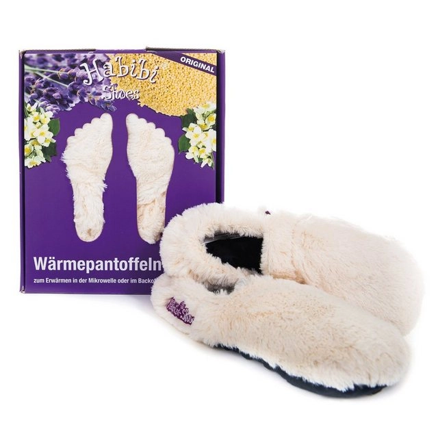 Habibi Plush »Habibi Wärmeschuhe Slippers Hausschuhe Wärmepantoffeln creme Größe M (37-40) für Mikrowelle und Backofen« Hüttenschuhe (1 Paar Wärme-Hausschuhe, Wärmeschuhe creme)