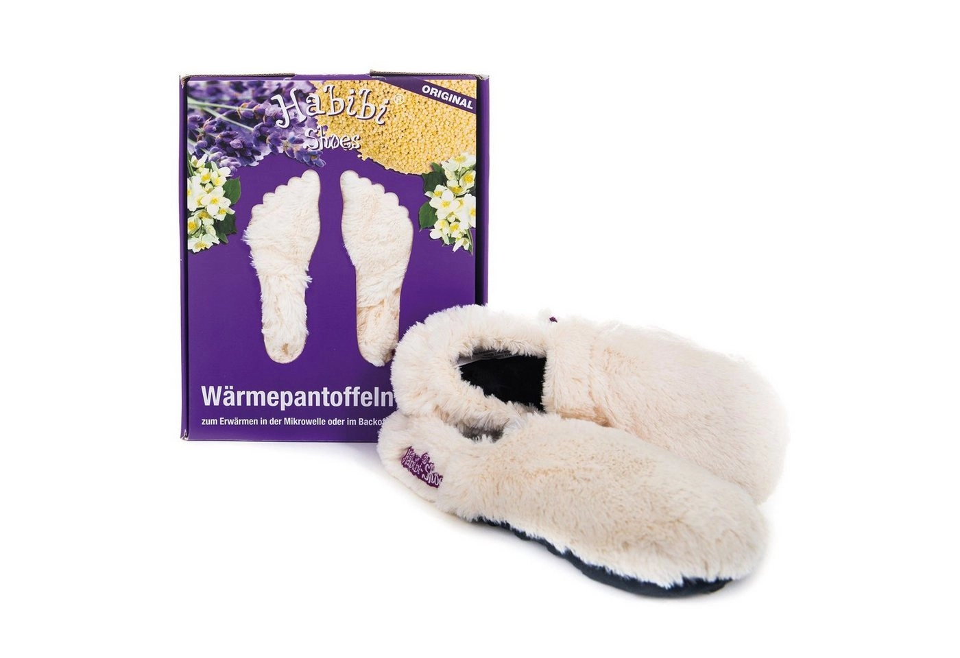 Habibi Plush »Habibi Wärmeschuhe Slippers Hausschuhe Wärmepantoffeln creme Größe M (37-40) für Mikrowelle und Backofen« Hüttenschuhe (1 Paar Wärme-Hausschuhe, Wärmeschuhe creme)