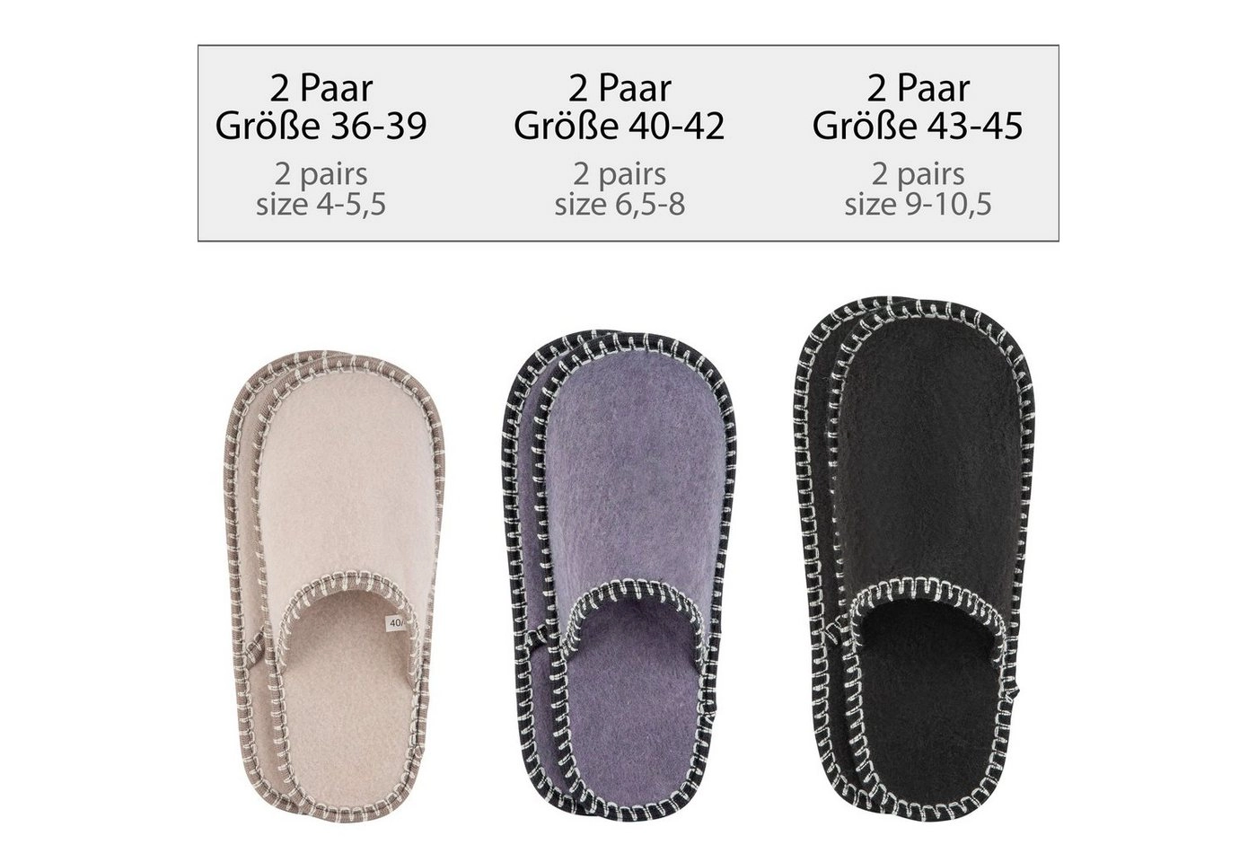 ONVAYA »ONVAYA® ABS Gästepantoffel, Feder, 6er Set, Antirutsch Sohle, Hausschuhe, Filzpantoffel, Gr. 36-45 Gästehausschuhe« Plüsch Hausschuhe