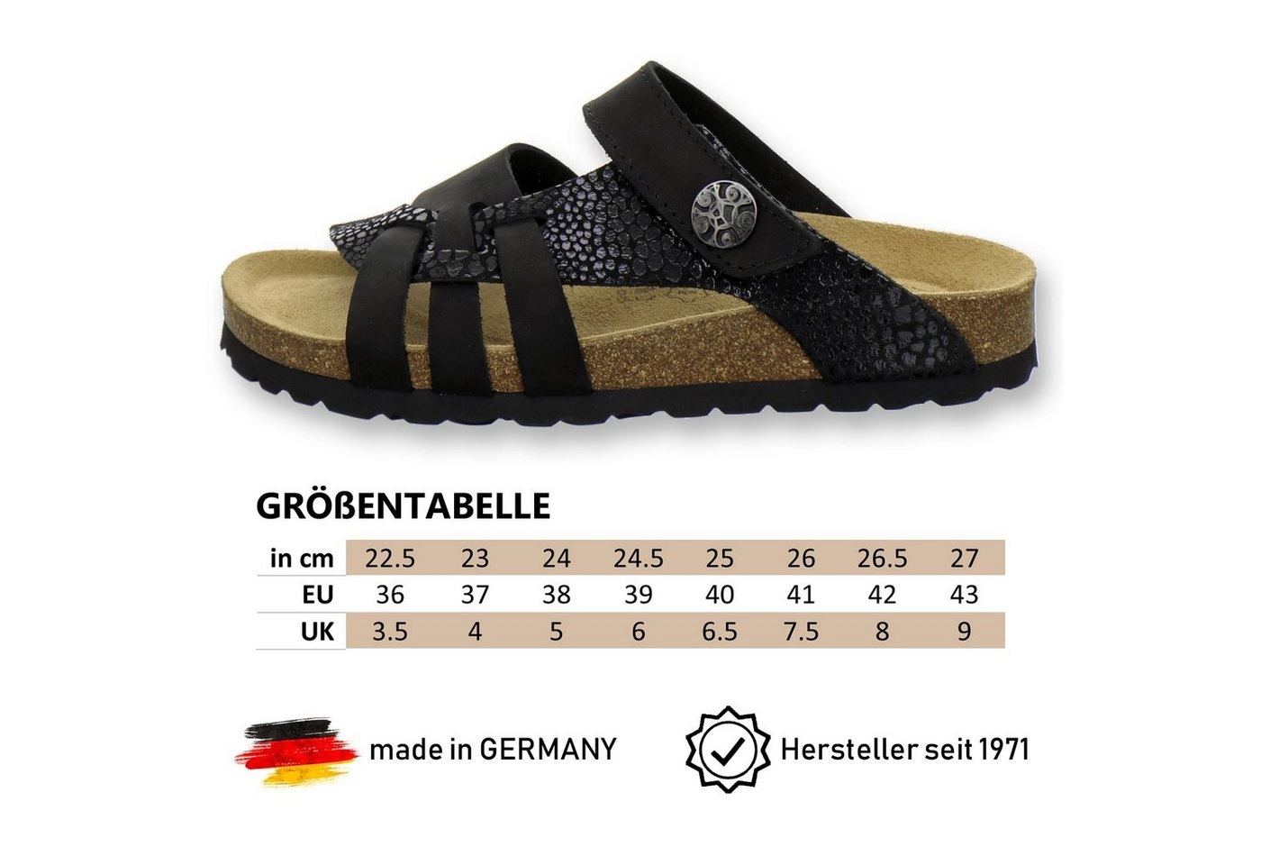 AFS-Schuhe »2120« Pantolette für Damen aus Leder mit Klettverschluss, Made in Germany