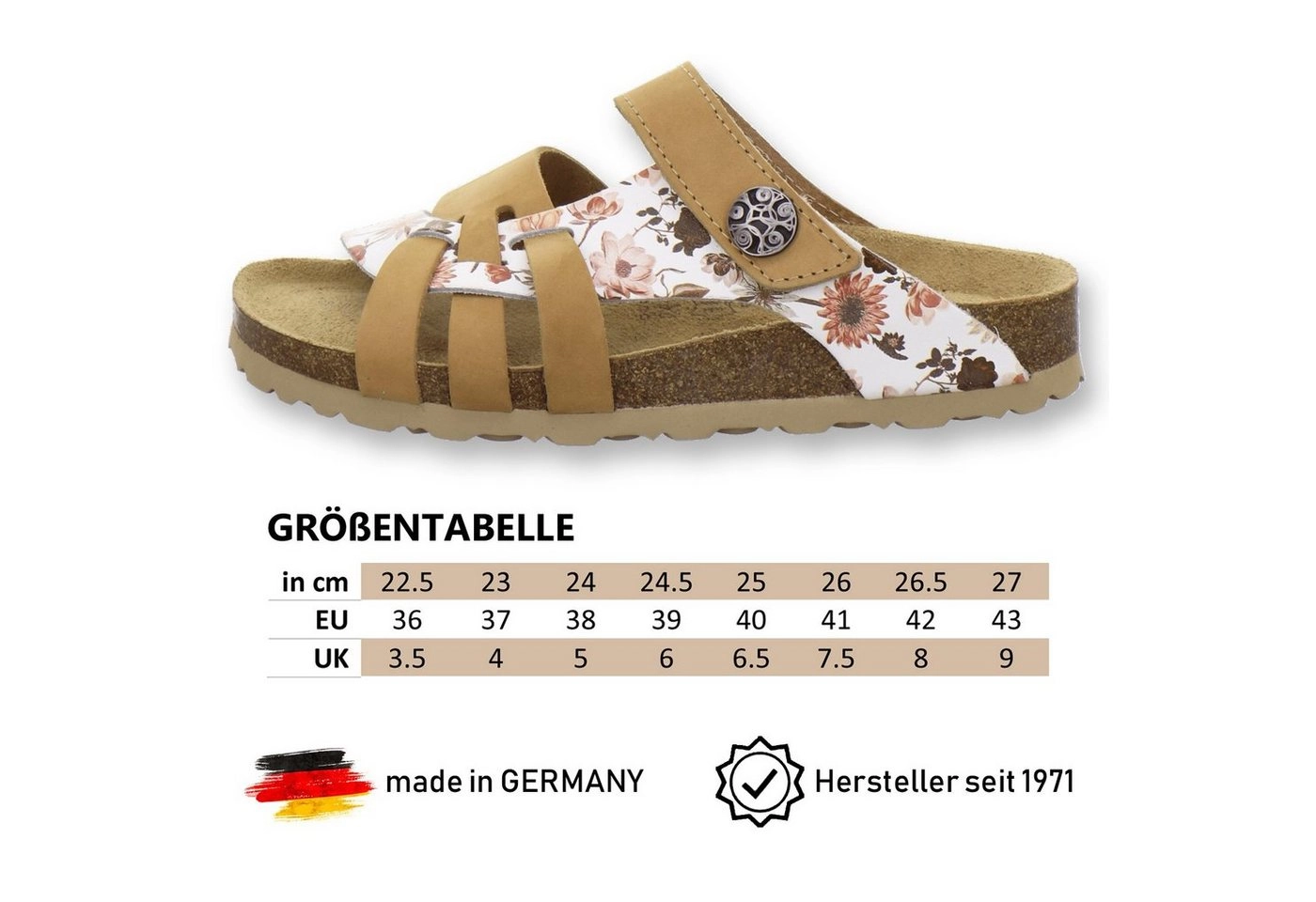 AFS-Schuhe »2120« Pantolette für Damen aus Leder mit Klettverschluss, Made in Germany