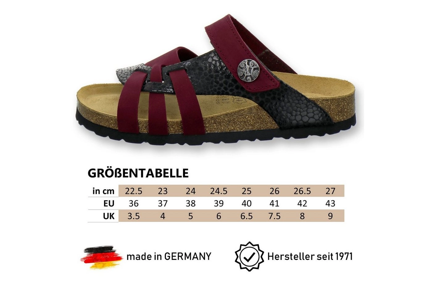 AFS-Schuhe »2120« Pantolette für Damen aus Leder mit Klettverschluss, Made in Germany