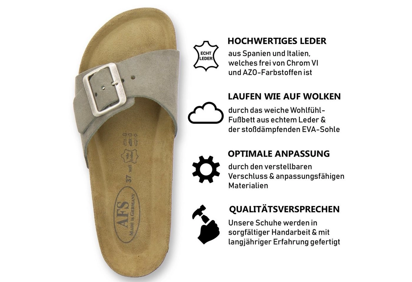 AFS-Schuhe »2112« Pantolette sommerliche Pantoletten für Damen aus Leder, Made in Germany