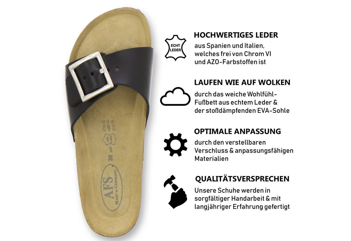 AFS-Schuhe »2112« Pantolette sommerliche Pantoletten für Damen aus Leder, Made in Germany