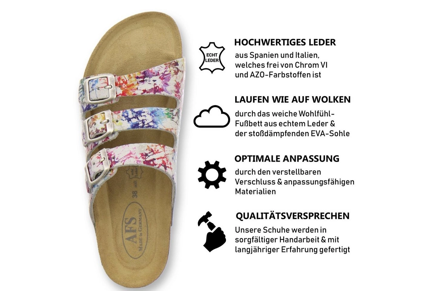 AFS-Schuhe »2133« Pantolette für Damen aus Leder mit Fußbett, Made in Germany