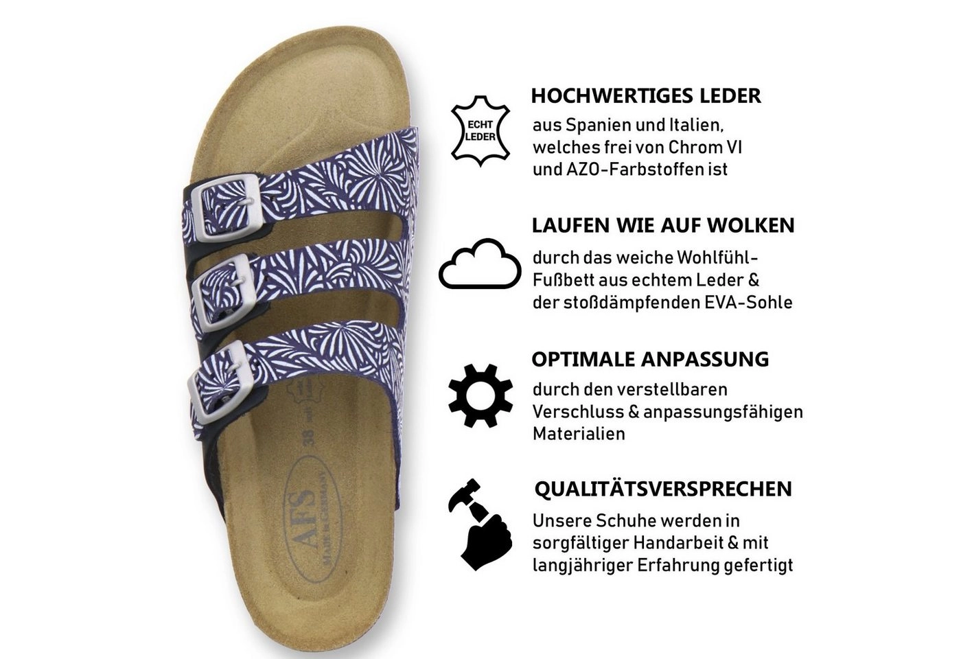 AFS-Schuhe »2133« Pantolette für Damen aus Leder mit Fußbett, Made in Germany
