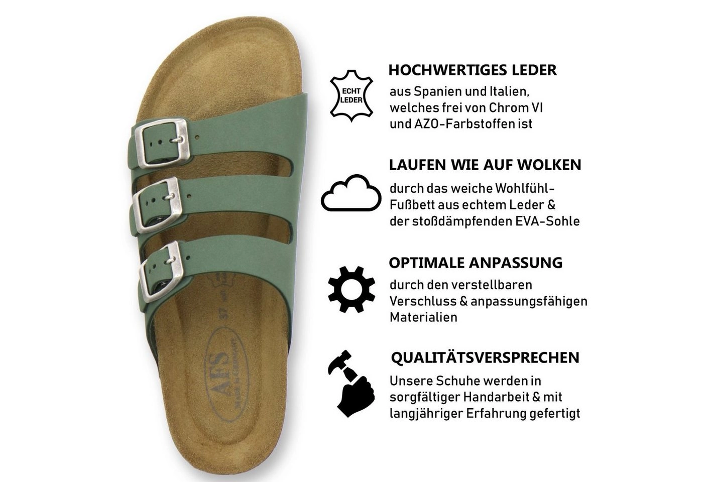 AFS-Schuhe »2133« Pantolette für Damen aus Leder mit Fußbett, Made in Germany