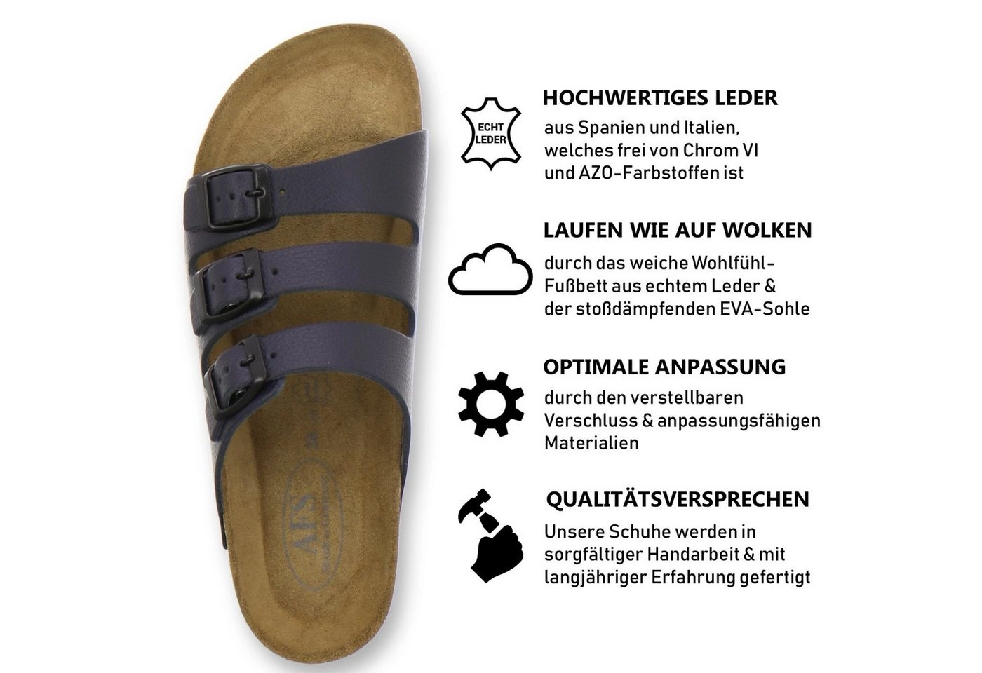 AFS-Schuhe »2133« Pantolette für Damen aus Leder mit Fußbett, Made in Germany