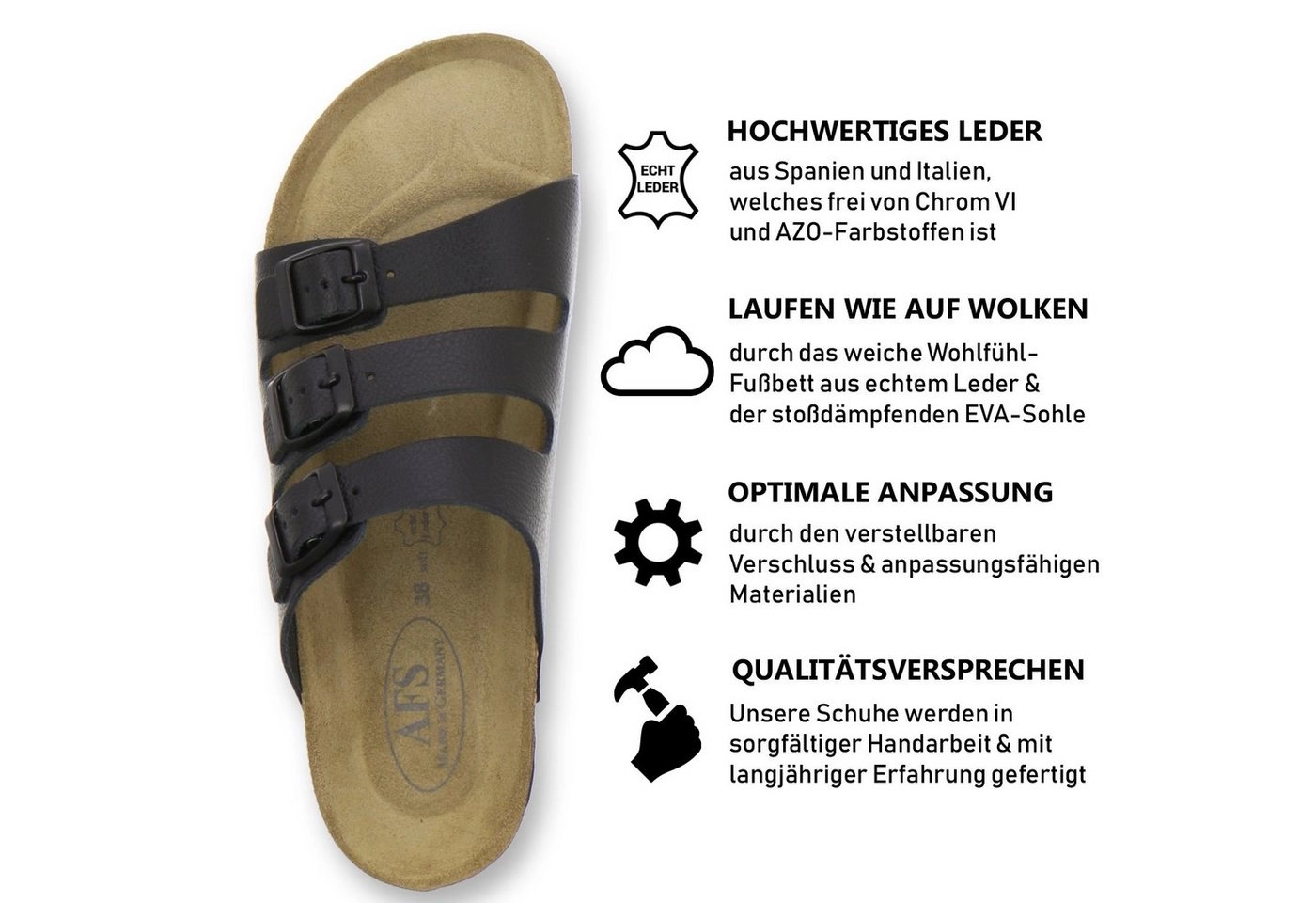 AFS-Schuhe »2133« Pantolette für Damen aus Leder mit Fußbett, Made in Germany