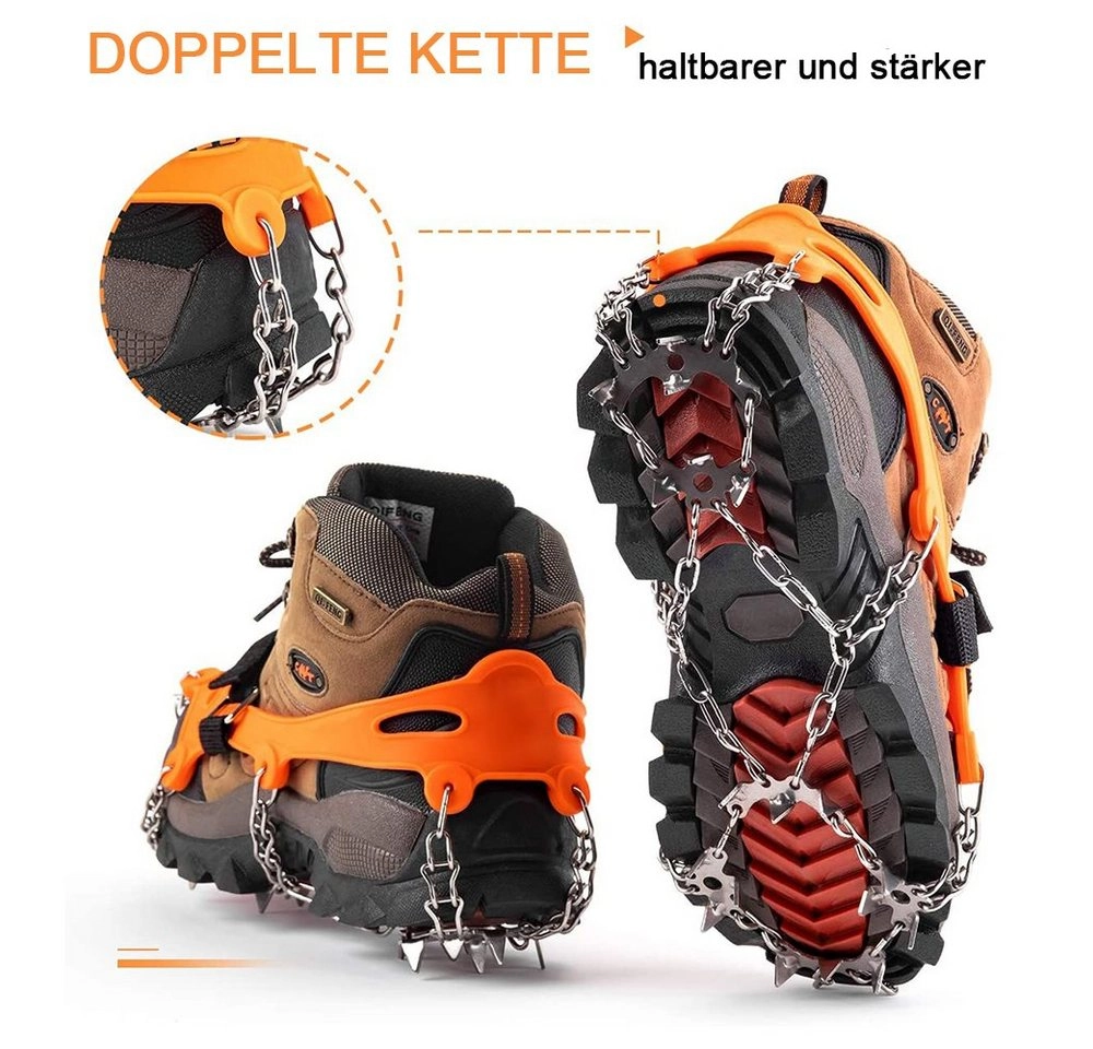 Jormftte »Ice Klampen Steigeisen mit 19 Zähne, Wahre Edelstahl Spikes und langlebiges Silikon, Schuhkrallen Anti Rutsch Schuhspikes für Winter Walking.« Kletterschuh