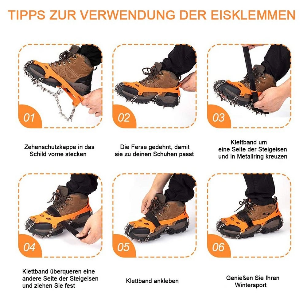 Jormftte »Ice Klampen Steigeisen mit 19 Zähne, Wahre Edelstahl Spikes und langlebiges Silikon, Schuhkrallen Anti Rutsch Schuhspikes für Winter Walking.« Kletterschuh
