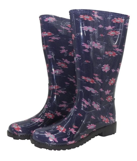 W.K. TEX GmbH Gummistiefel Damen Regenstiefel Damenstiefel Stiefel Stiefeletten Blumen geblümt bunt Motiv