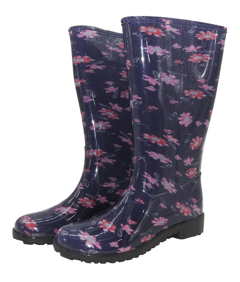 W.K. TEX GmbH Gummistiefel Damen Regenstiefel Damenstiefel Stiefel Stiefeletten Blumen geblümt bunt Motiv