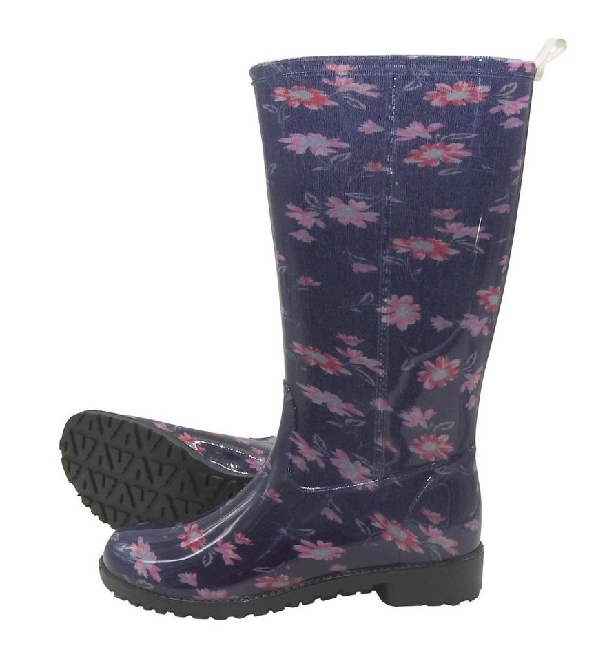 W.K. TEX GmbH Gummistiefel Damen Regenstiefel Damenstiefel Stiefel Stiefeletten Blumen geblümt bunt Motiv