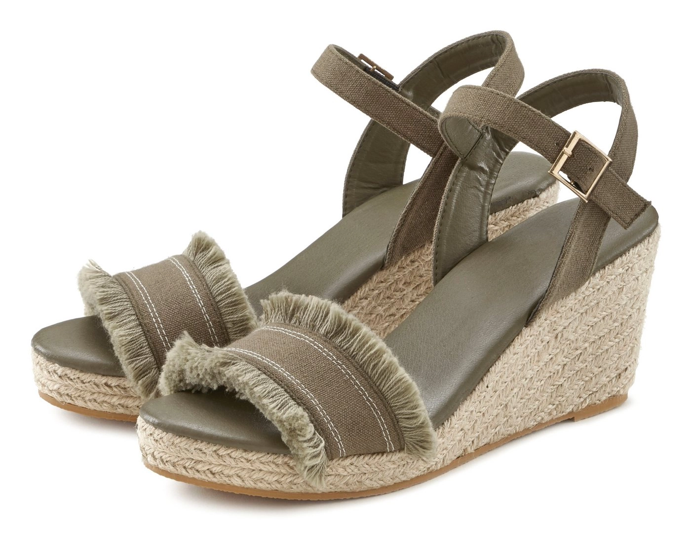 Vivance Sandalette mit Keilabsatz in Bast-Optik VEGAN