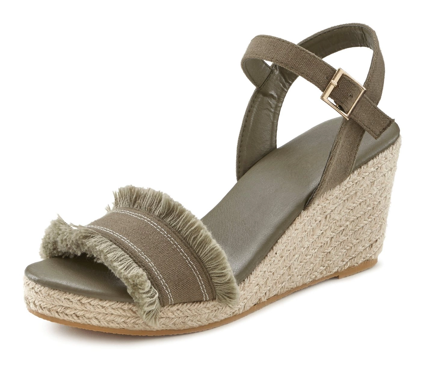 Vivance Sandalette mit Keilabsatz in Bast-Optik VEGAN