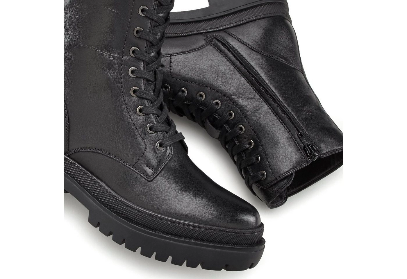 Elbsand Stiefelette zum Schnüren aus weichem Leder mit modischer Profilsohle
