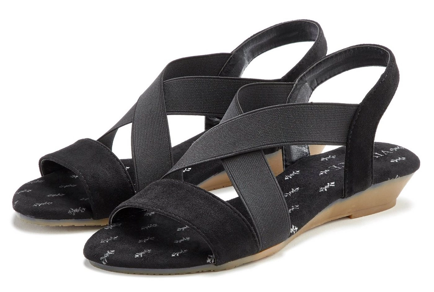 Vivance Sandalette mit elastischen Riemchen und dezentem Keilabsatz VEGAN