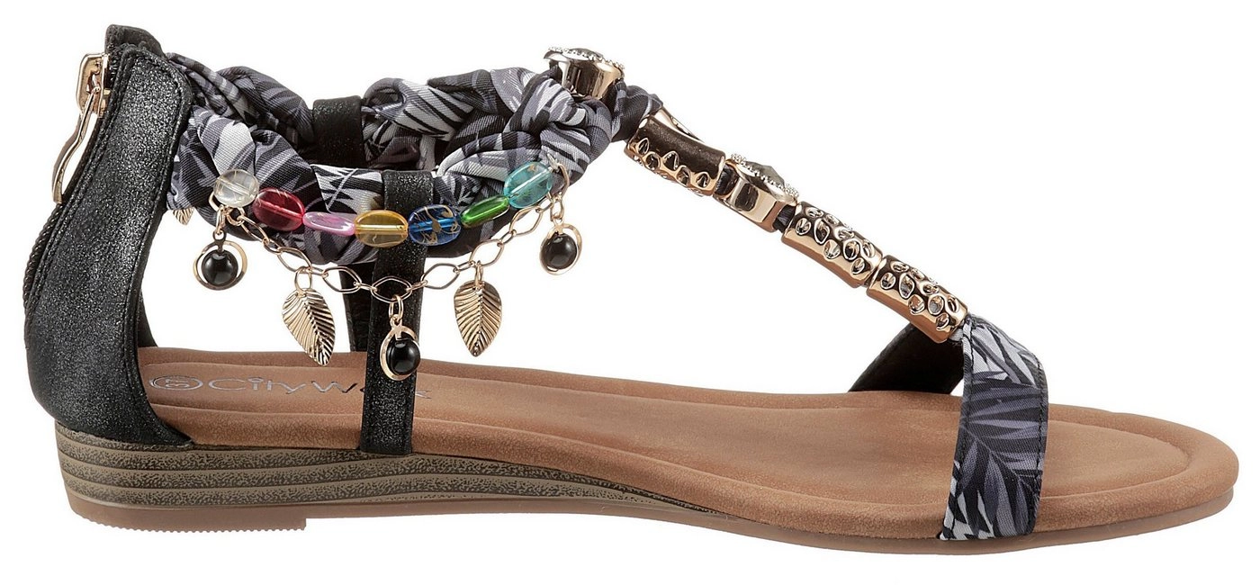 CITY WALK Sandalette mit modischer Schmuckapplikation, Peta approved vegan