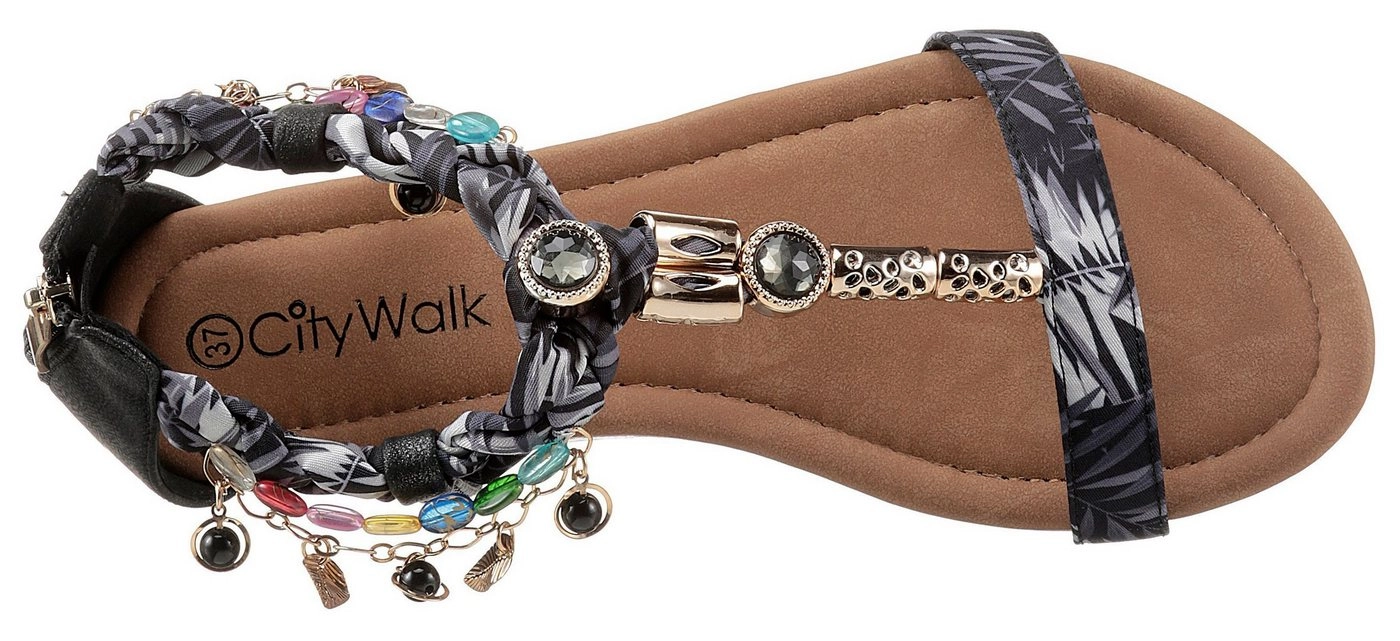 CITY WALK Sandalette mit modischer Schmuckapplikation, Peta approved vegan