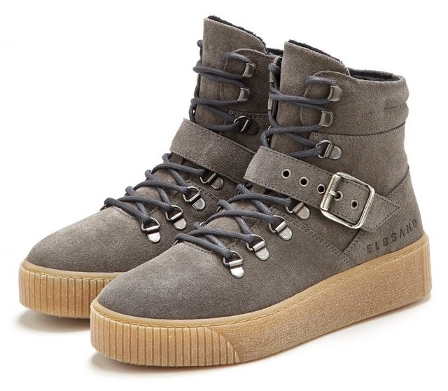 Elbsand Stiefelette Boots aus weichem Leder mit Reißverschluss und Schnürung