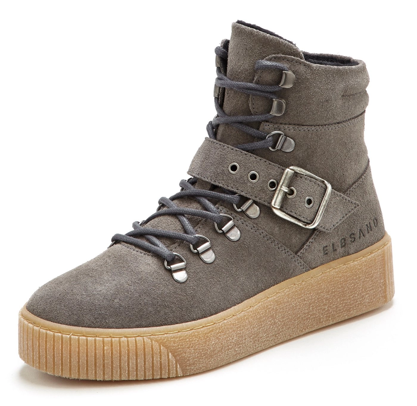 Elbsand Stiefelette Boots aus weichem Leder mit Reißverschluss und Schnürung