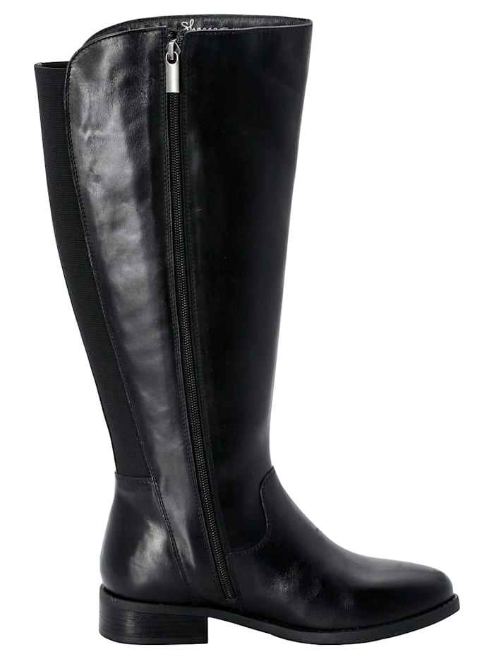 Sheego »Weitschaftstiefel« Weitschaftstiefel aus Leder, mit Stretcheinsatz