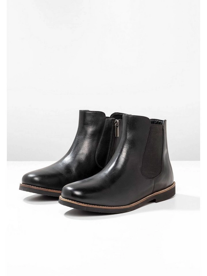 Sheego »Stiefelette« Stiefelette aus Leder, mit Stretcheinsatz