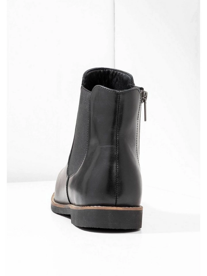Sheego »Stiefelette« Stiefelette aus Leder, mit Stretcheinsatz