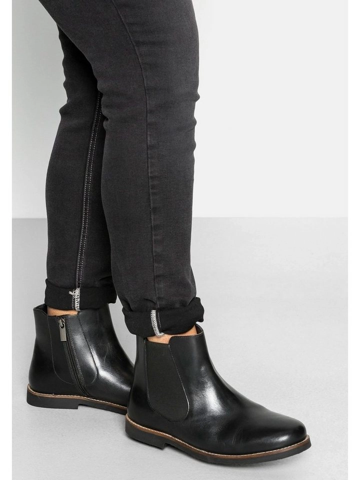 Sheego »Stiefelette« Stiefelette aus Leder, mit Stretcheinsatz