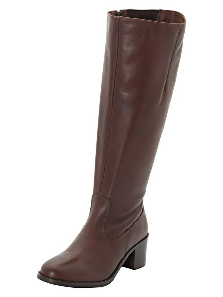 Sheego »Weitschaftstiefel« Weitschaftstiefel in Schaftweite XXL aus Leder mit Stretch-Einsatz
