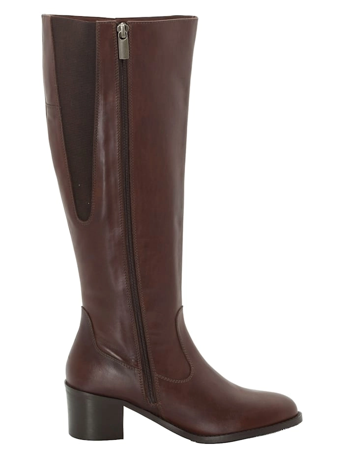 Sheego »Weitschaftstiefel« Weitschaftstiefel in Schaftweite XXL aus Leder mit Stretch-Einsatz