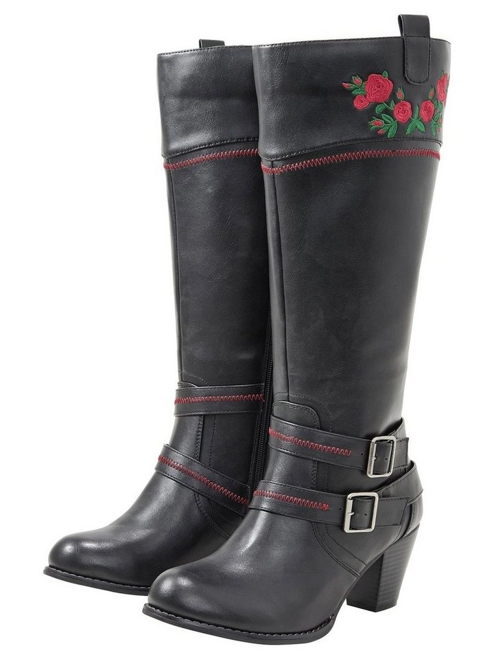 sheego by Joe Browns »Weitschaftstiefel« Weitschaftstiefel im Cowboy-Stil, mit Blumenstickerei