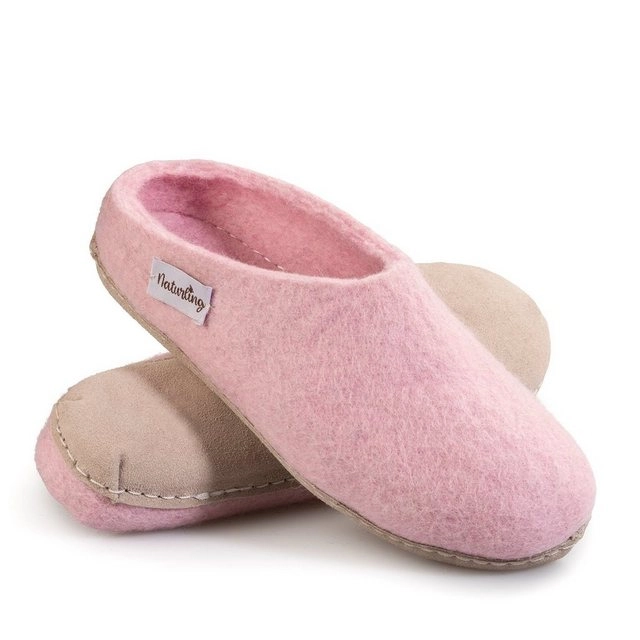 naturling »Filz Damen Pantoffel« Hausschuh (mit bequemer) Ledersohle