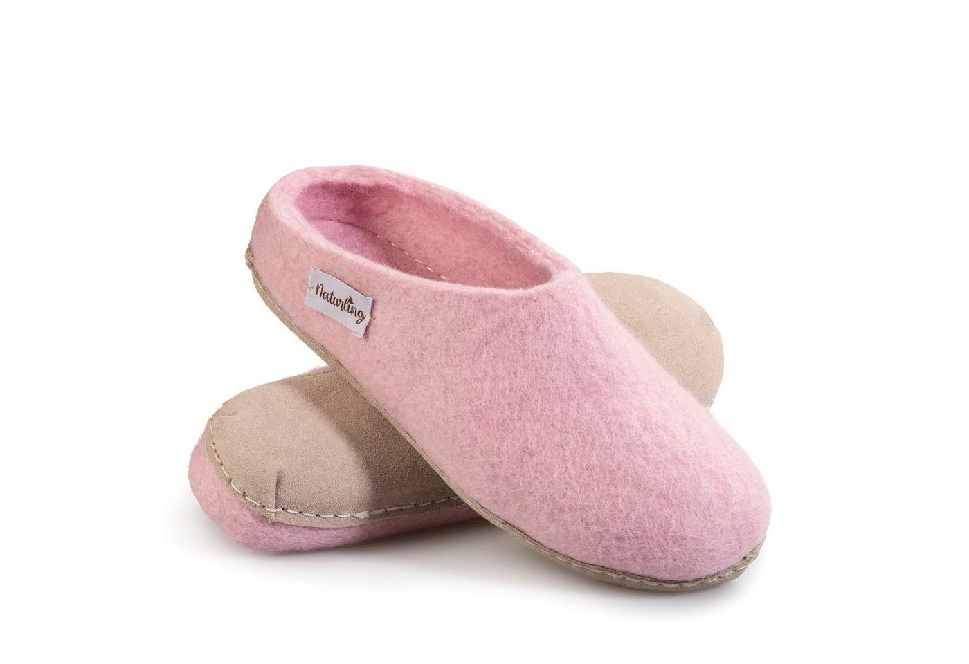 naturling »Filz Damen Pantoffel« Hausschuh (mit bequemer) Ledersohle