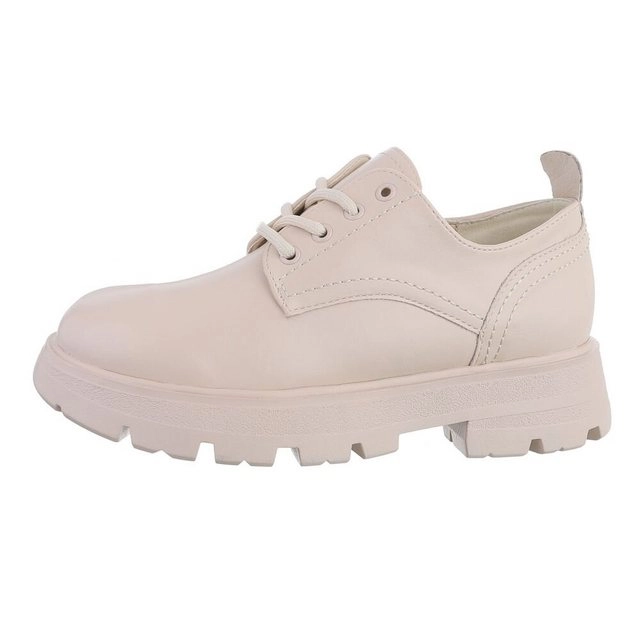 Ital-Design »Damen Schnürschuhe Freizeit« Schnürschuh Blockabsatz Schnürer in Beige