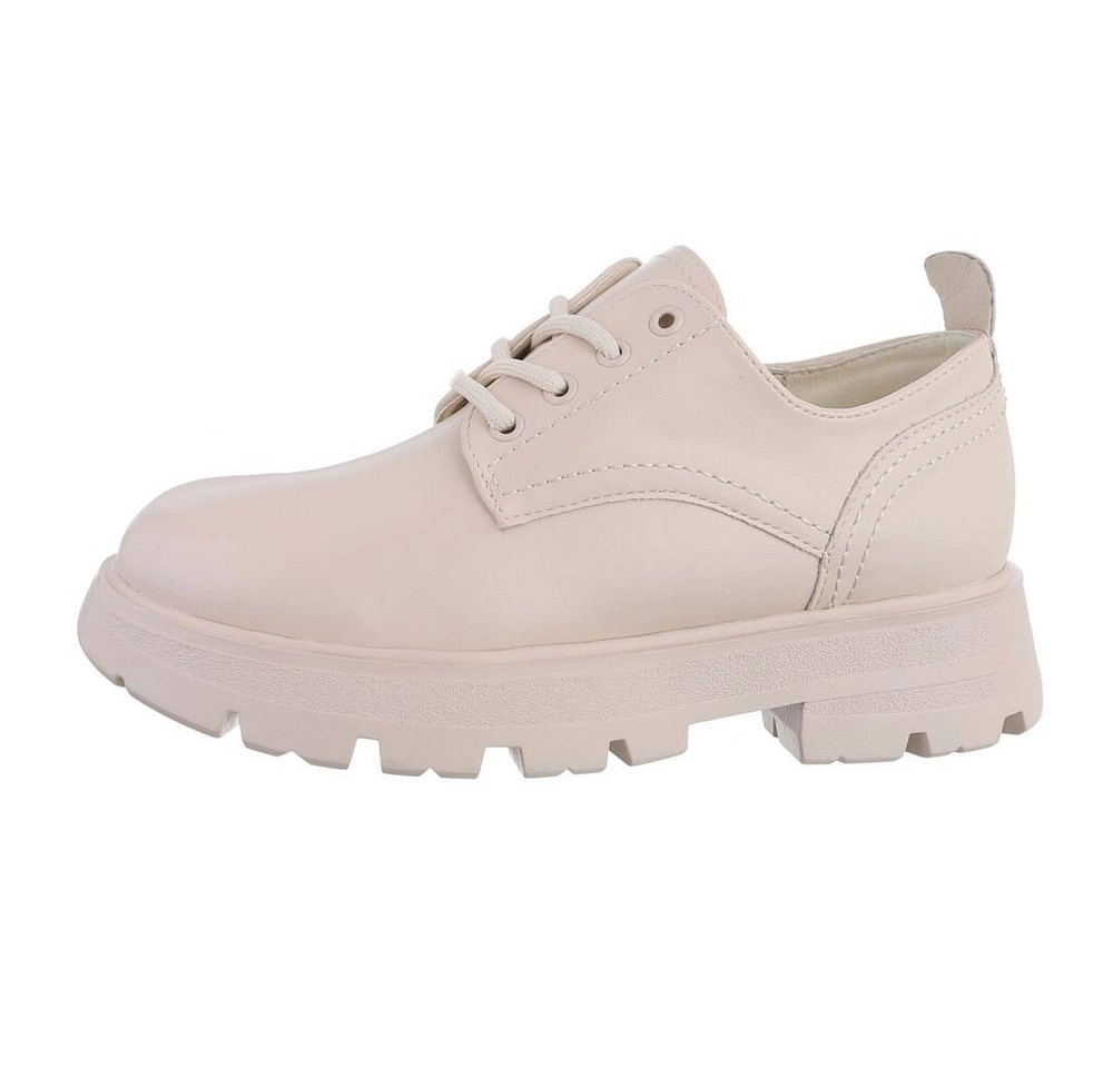 Ital-Design »Damen Schnürschuhe Freizeit« Schnürschuh Blockabsatz Schnürer in Beige