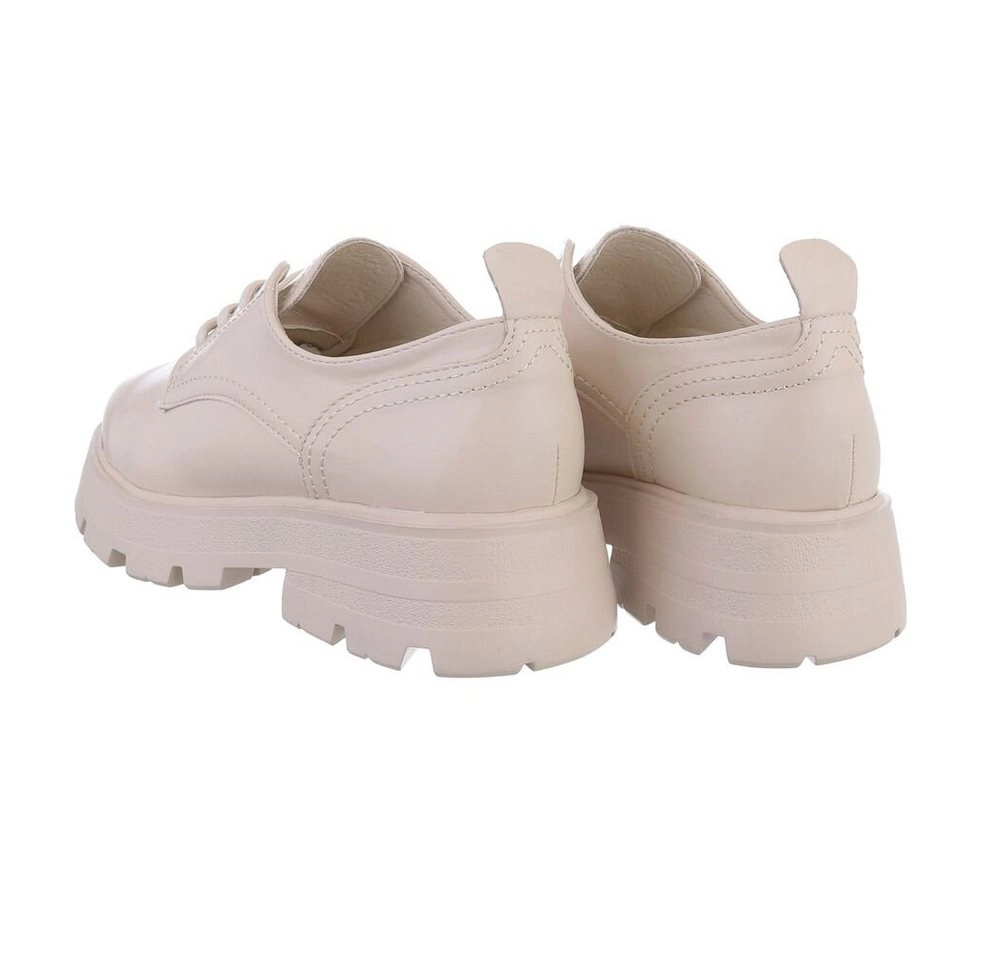 Ital-Design »Damen Schnürschuhe Freizeit« Schnürschuh Blockabsatz Schnürer in Beige