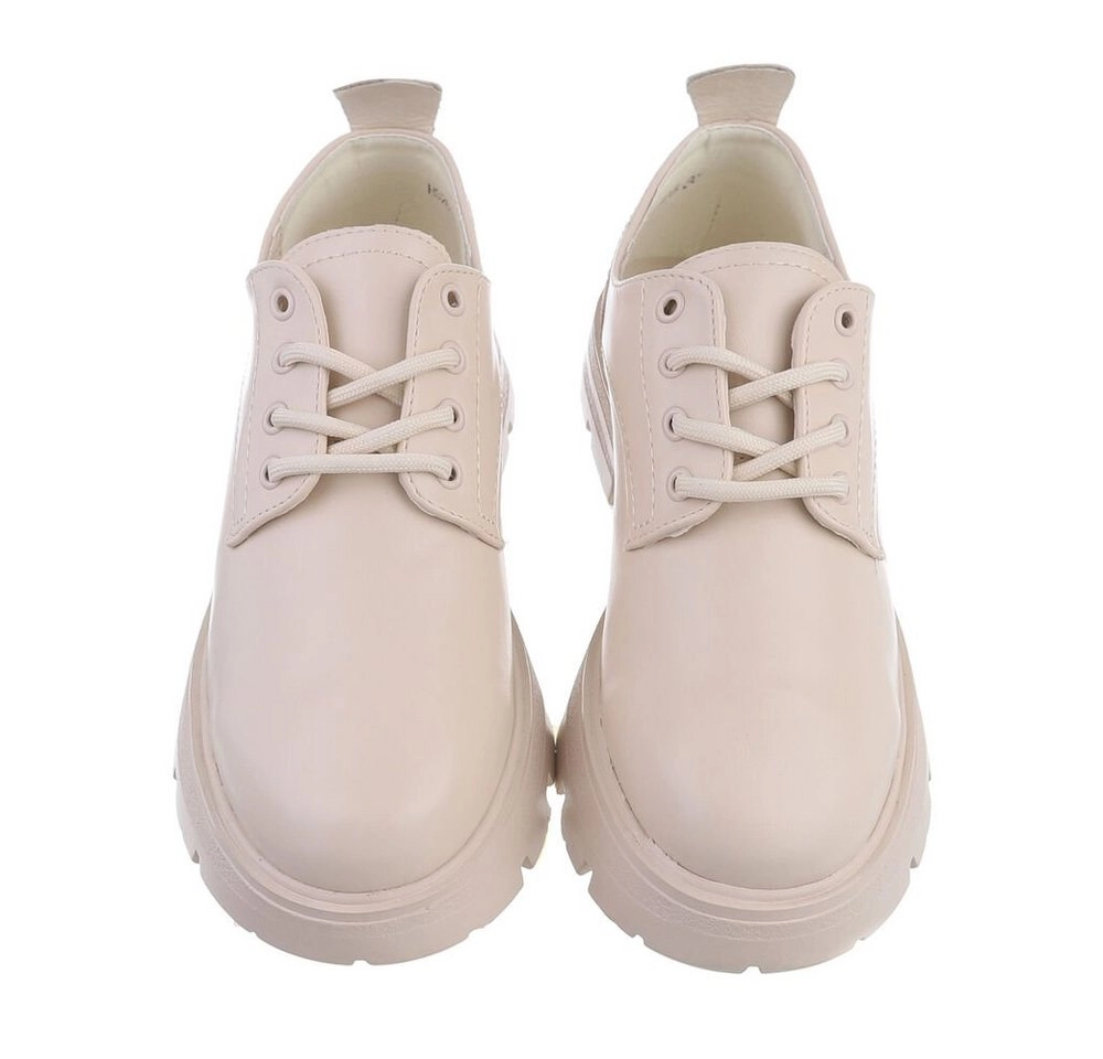 Ital-Design »Damen Schnürschuhe Freizeit« Schnürschuh Blockabsatz Schnürer in Beige