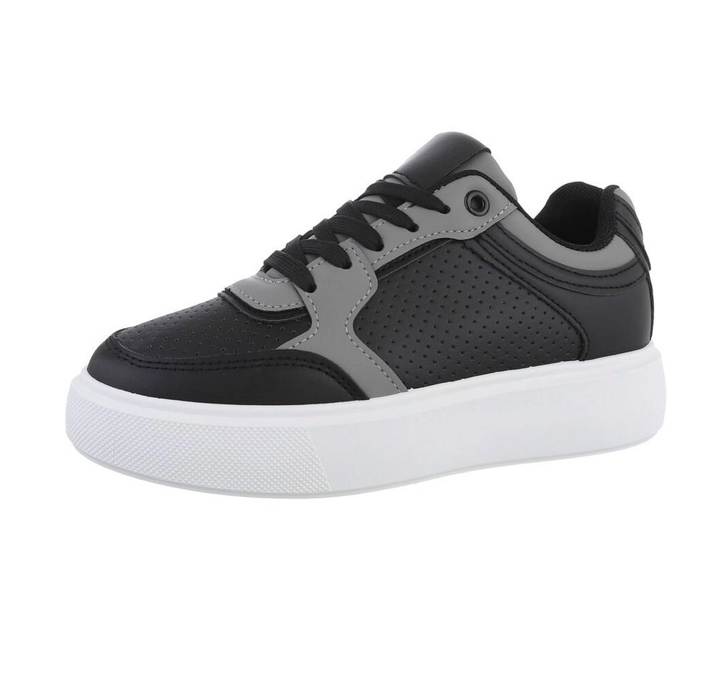 Ital-Design »Damen Low-Top Freizeit« Sneaker Flach Sneakers Low in Schwarz