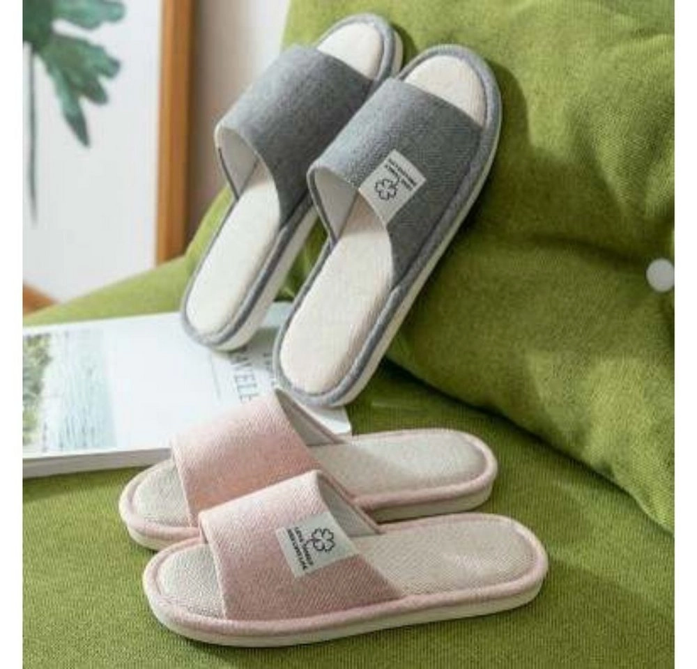 Home & Joy »Verona« Hausschuh (leichte & elegante Design Damen & Herren Hausschuhe aus Leinen, bequem, super weich & rutschfest I Schuhe I Sandalen I Latschen I Schlappen I Pantoffeln I Slipper I Pantoletten Sommer-Schuhe Frühling Garten-Schuhe Gäste-Haus