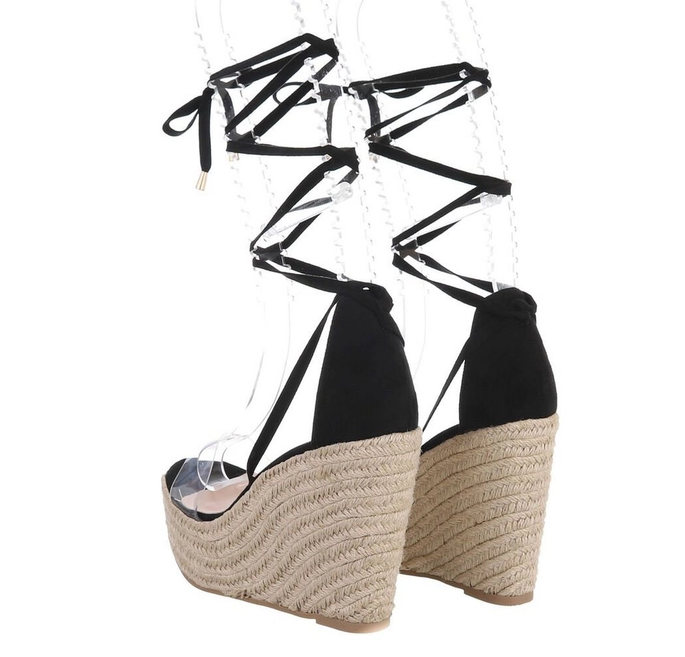 Ital-Design »Damen Boho/Hippie« Sandalette Keilabsatz/Wedge Keilsandaletten in Schwarz