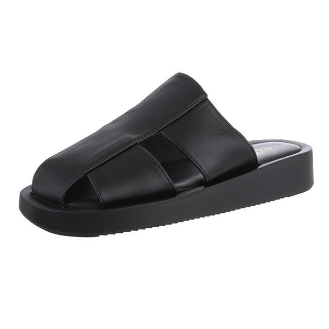 Ital-Design »Damen Mules Freizeit« Sandalette Flach Pantoletten in Schwarz