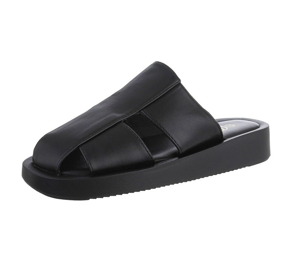 Ital-Design »Damen Mules Freizeit« Sandalette Flach Pantoletten in Schwarz