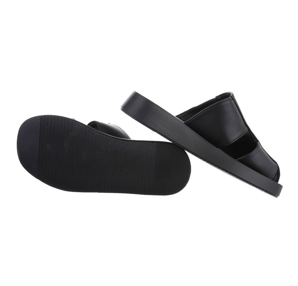 Ital-Design »Damen Mules Freizeit« Sandalette Flach Pantoletten in Schwarz