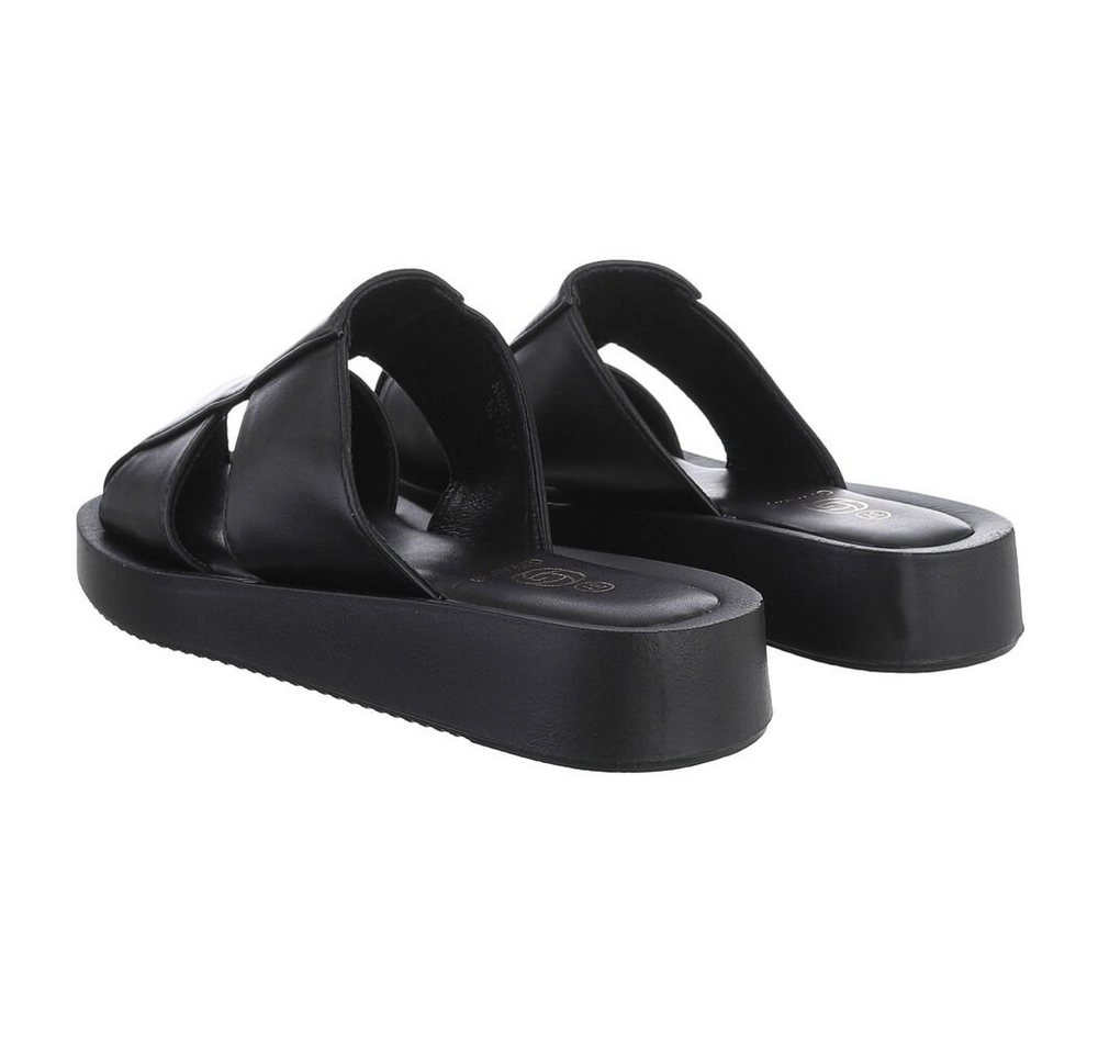 Ital-Design »Damen Mules Freizeit« Sandalette Flach Pantoletten in Schwarz