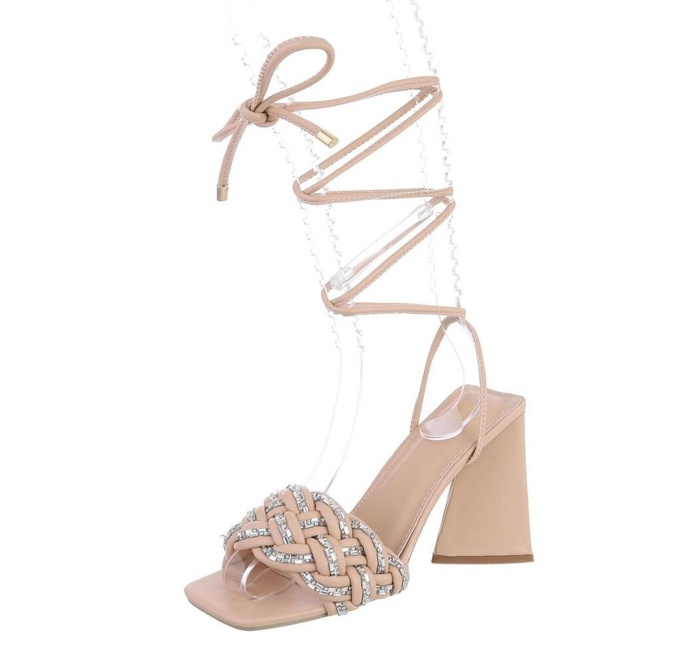 Ital-Design »Damen Abendschuhe Party & Clubwear« High-Heel-Sandalette Blockabsatz Sandalen & Sandaletten in Beige