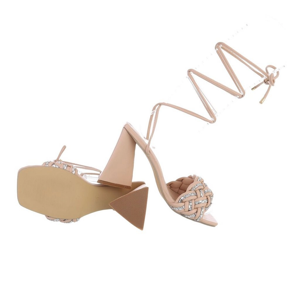 Ital-Design »Damen Abendschuhe Party & Clubwear« High-Heel-Sandalette Blockabsatz Sandalen & Sandaletten in Beige