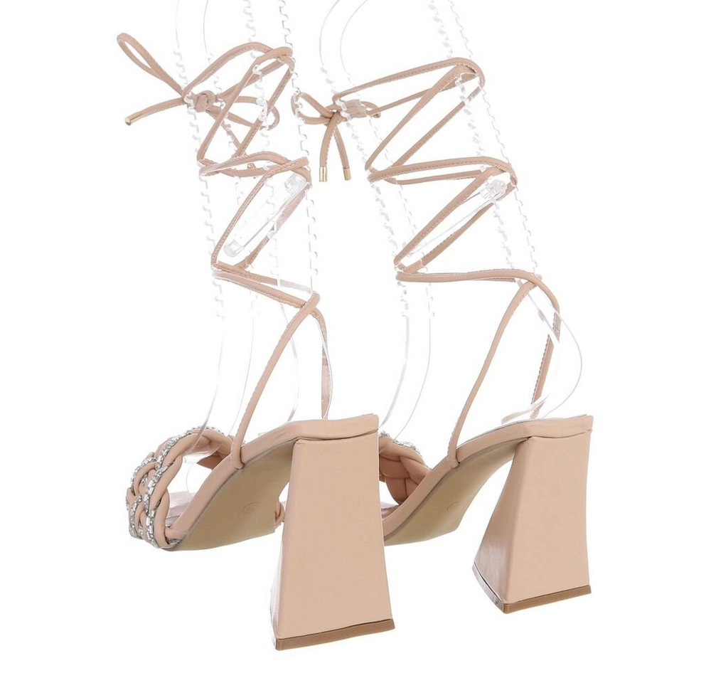 Ital-Design »Damen Abendschuhe Party & Clubwear« High-Heel-Sandalette Blockabsatz Sandalen & Sandaletten in Beige