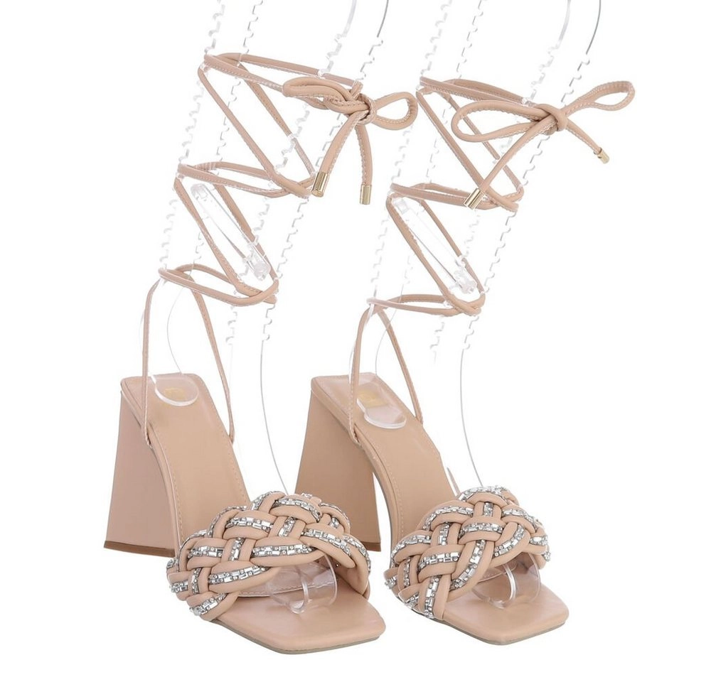 Ital-Design »Damen Abendschuhe Party & Clubwear« High-Heel-Sandalette Blockabsatz Sandalen & Sandaletten in Beige